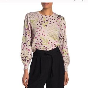 Joie Verna Sweater Lilac Pink Floral Cashmere XS